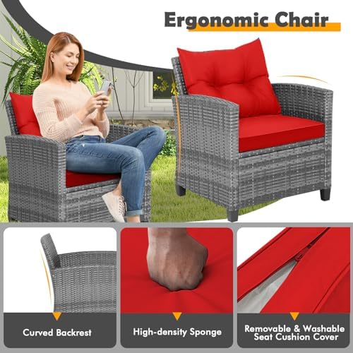 COSTWAY 3PCS Wicker Patio Furniture Set - Image 5