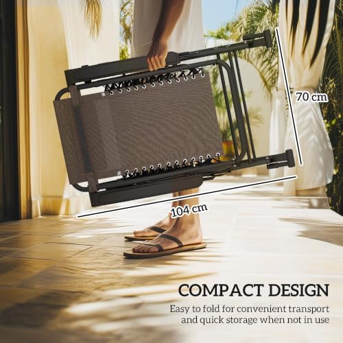 Outsunny Outdoor Rocking Chairs Zero Gravity Lounge Rocker Brown - Image 3