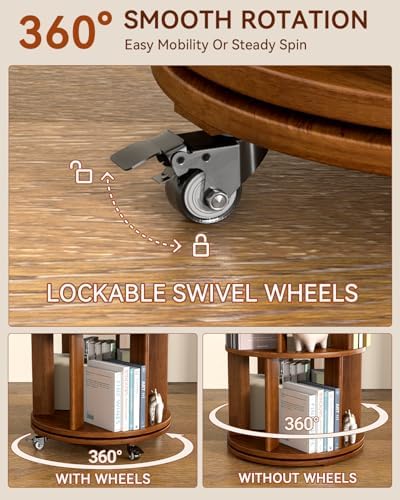 Rotating Bookshelf, 4 Tier Solid Wood Bookshelf Tower - Image 5