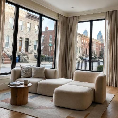Acanva Mellow Modern Tight Curved Back Velvet Sofa, 4 Seater Modular - Image 6
