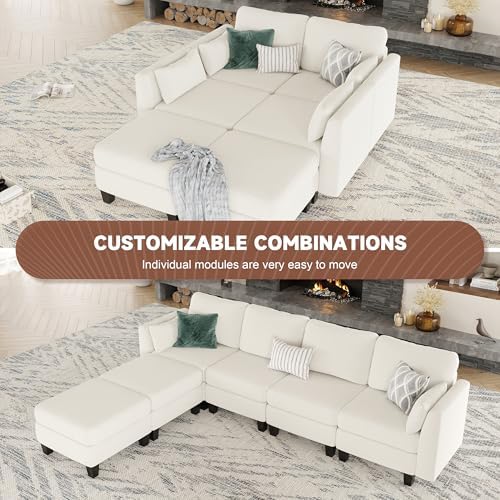 Mangodan Modular Sectional Sofa, 6 Seat Modular Sleeper Sofa Couch - Image 4