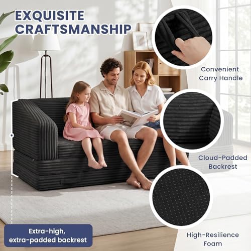70” Folding Sofa Bed, 3-in-1 Convertible Triple Floor Couch Bed - Image 5