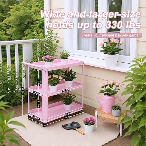 3 Tier Metal Utility Rolling Cart - Image 3