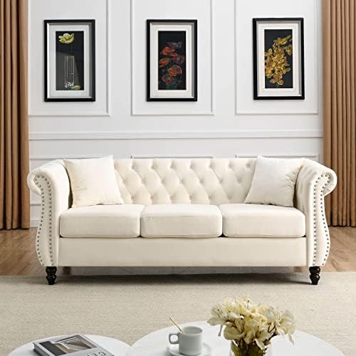 80" Chesterfield Loveseat Velvet Sofa by Kolavess