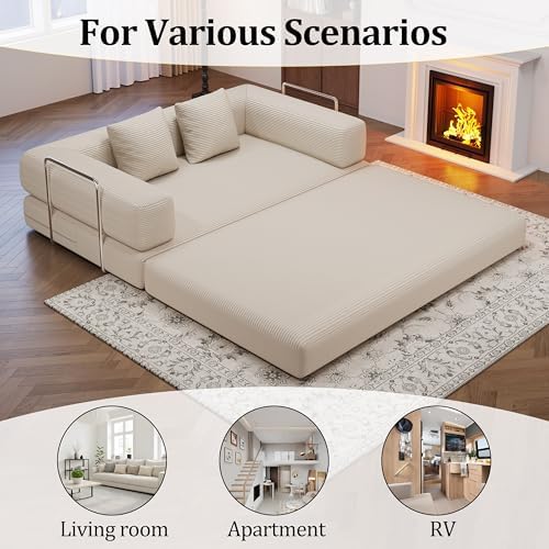 59.0 Inch Convertible Sofa Bed, 4-in-1Futon Sofas Bed Pull Out Sleeper Couch - Image 5
