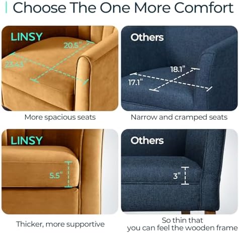 LINSY Accent Chair with Ottoman, Modern Armchair Comfy Barrel Reading Chair - Image 2