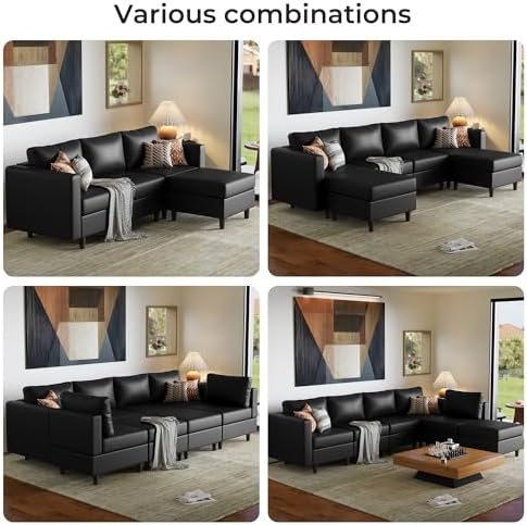 ABCASA 91.5" Faux Leather Luxury Modular Sleeper Sofa Bed - Image 6