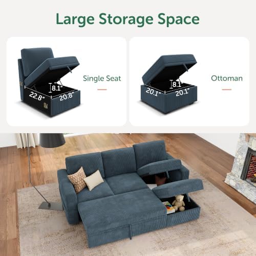 HONBAY Modular Sectional Sleeper Sofa - Image 3