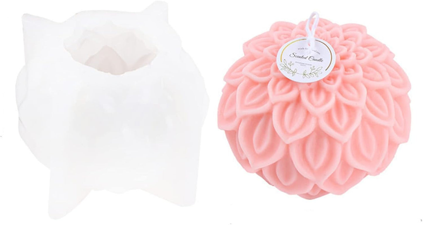 Nasturtium Ball Candle Silicone Mold Lotus Petal Flower Soap Mold for Fondant,Chocolate,Candy, Bath Bomb,Epoxy Resin,Plaster, Polymer Clay