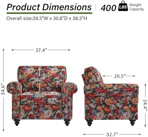 Folral Accent Chair, Comfy Reading Armchair - Image 2