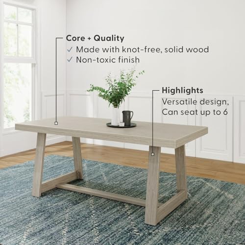 Plank+Beam Classic 72 Inch Dining Table, Rectangular, Seashell Wirebrush - Image 4