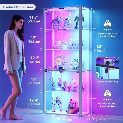 Lvifur 5-Tier Glass Display Cabinet - Image 2