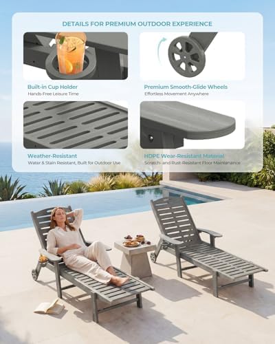 Ciokea Outdoor Chaise Lounge Chair, 5-Position Adjustable - Image 5