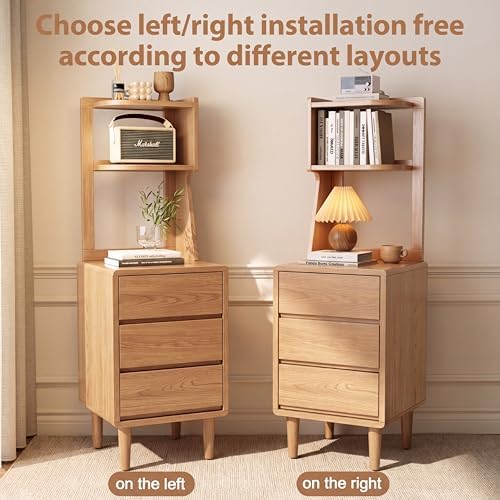 Solid Wood Bookshelf Nightstand Combo, Tall Nightstand - Image 6