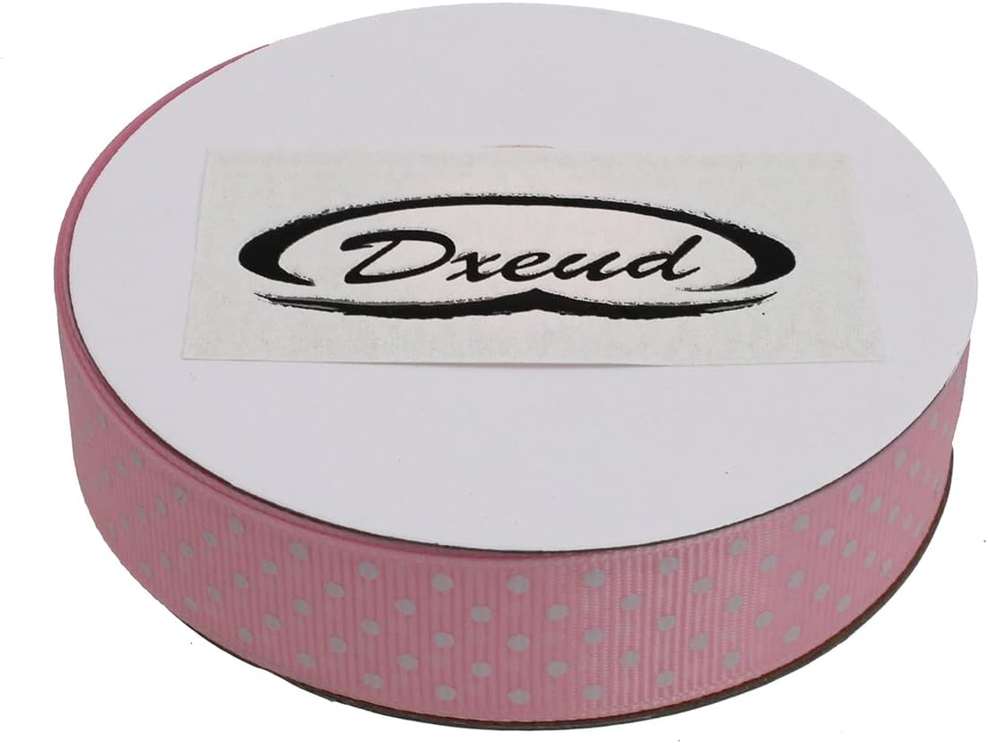 Polka Dot Grosgrain Ribbon 25 Yard Each Roll 100% Polyester (3/4", Pink)