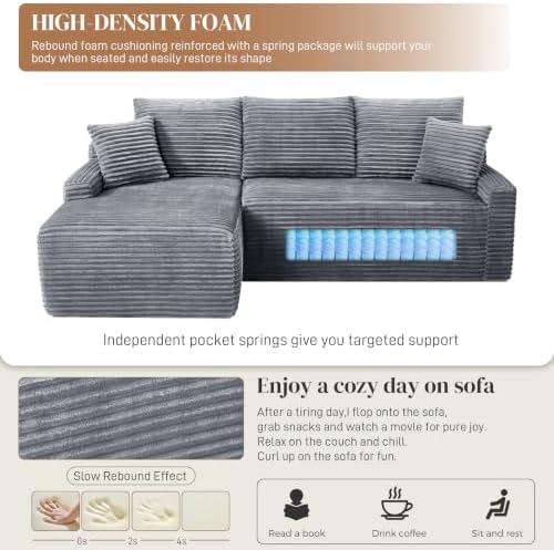 85" L Shaped Cloud Boneless Sectional Couches - Image 4