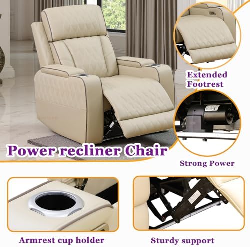 Power Recliner Chair Set, Leather Reclining Sectional Couches - Image 4