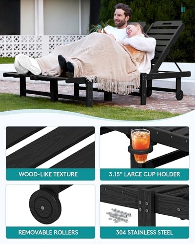 SERWALL HDPE Outdoor Chaise Lounge Set of 2 - Image 6