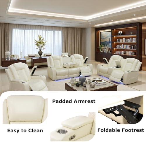 Power Recliner Loveseat Set, Leather Reclining Sofa Sectional Couch, 2 Seater - Image 5