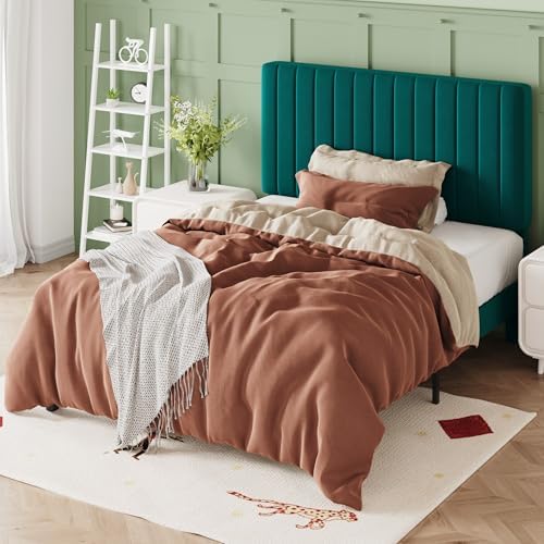 Allewie Twin Bed Frame, Velvet Upholstered Platform Bed - Image 4