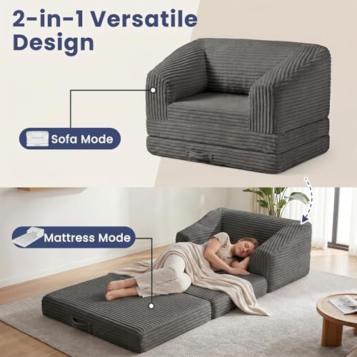 Convertible Folding Sofa Bed, 2-in-1 Single Boneless Sofa - Image 3