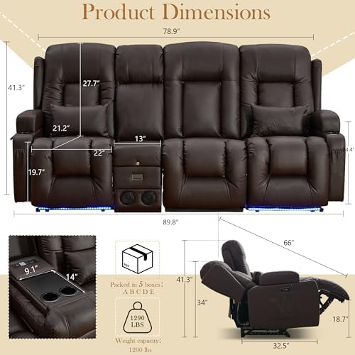 TUNYI Power Loveseat Recliner Sofa - Image 2