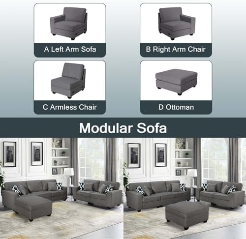 Legend Vansen Oversized Modular Sectional Sofa, U/L‑Shaped Reversible Couch - Image 6