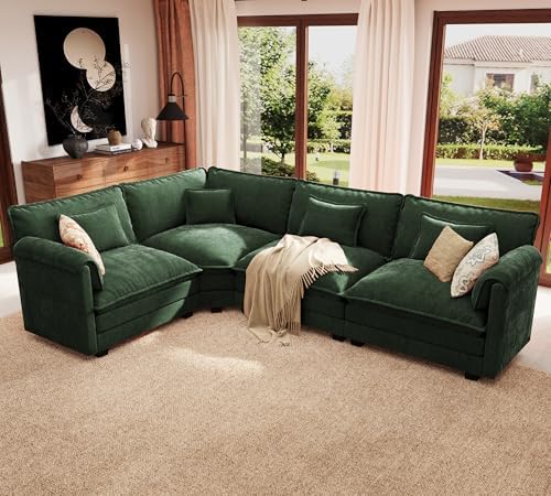 ELUCHANG 114" Oversized V Shaped Modular Sectional Sofa, Comfy Cloud Couch by ELUCHANG