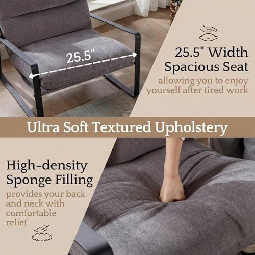 LukeAlon Set of 2 Modern Linen Accent Armchair - Image 6