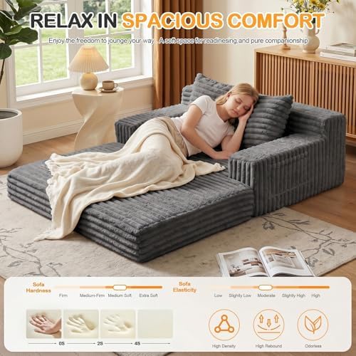 Erament Boneless Loveseat Convertible Sofa Bed, Folding Floor Futon Sleeper - Image 6