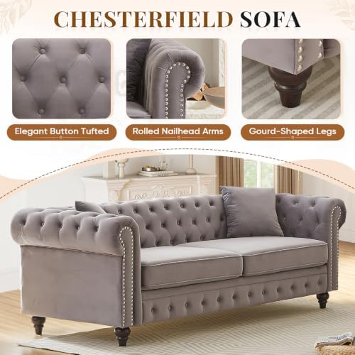 2 Piece Mid Century Modern Chesterfield Sofa Set - Image 4