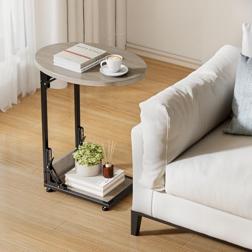 Elbourn Folding Side Table End Couch Tables, C-Shaped TV Stand - Image 2