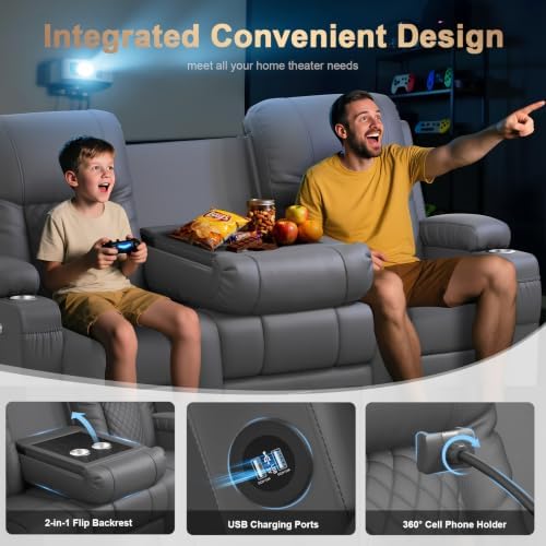 Loveseat Recliner Sofa with Flip Backrest Design, 3 Seat Reclining Couch with - Image 4