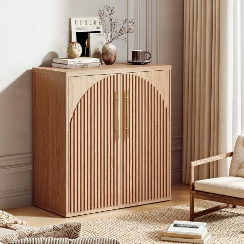 Buffet Cabinet with Storage, 31.5" Sideboard Cabinet w/Fluted Arch Doors & by beronbaer