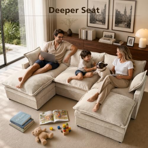 108" Modular Sectional Sofa, U Shaped Modern Comfy Cloud Couch - Image 3