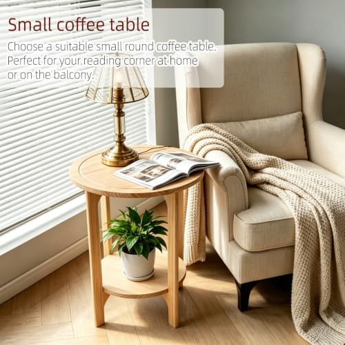 Solid Wood Round Side Table for Living Room - Image 5