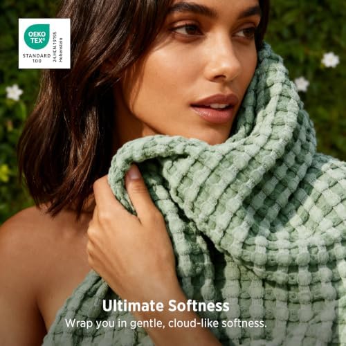 Bedsure Cooling Waffle Blanket for Hot Sleepers, Sage Green - Image 4