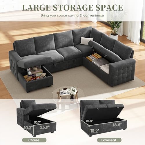 104" Sectional Sleeper Sofa Bed, 7 Seat Pull Out Couch - Image 5