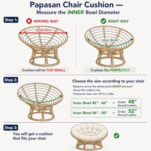 idee-home Papasan Chair Cushion, Circle Papasan Chair Cushion - Image 6