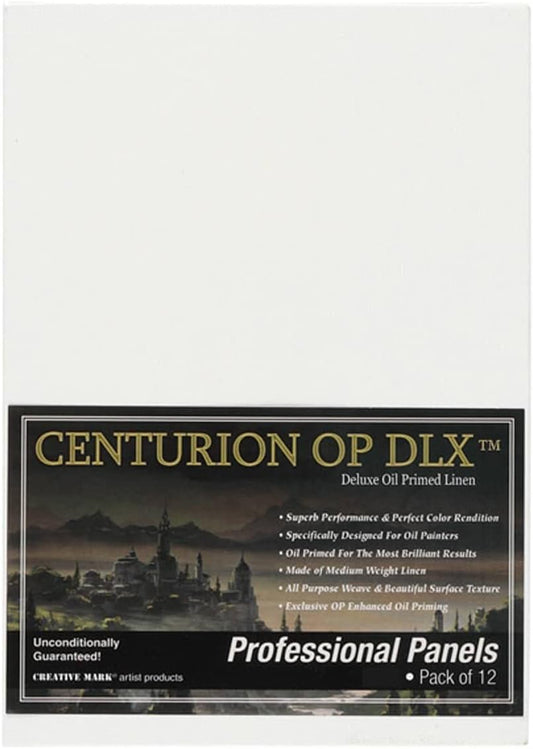 Centurion Deluxe Professional Oil Primed Linen Canvas Panels - 6x8-12 Pack of Linen Canvases for Painting, Artwork and More
