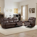 ANJ 2-Piece Manual Reclining Sofa Set, Premium Genuine Leather Reclining Couch by ANJ