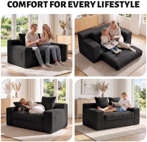Small Boneless Couch, Boneless Loveseat Convertible Sofa Bed Sleeper Sofa Couch - Image 4