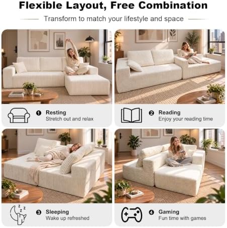106" Boneless Couches for Living Room, Modular Sectional Sofa - Image 3