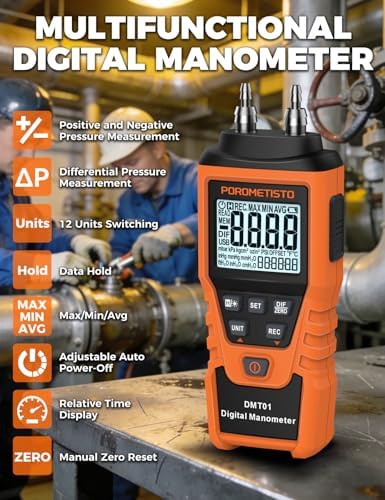 DMT01 Digital Manometer POROMETISTO, Manual Calibration Custom Zero - Image 2