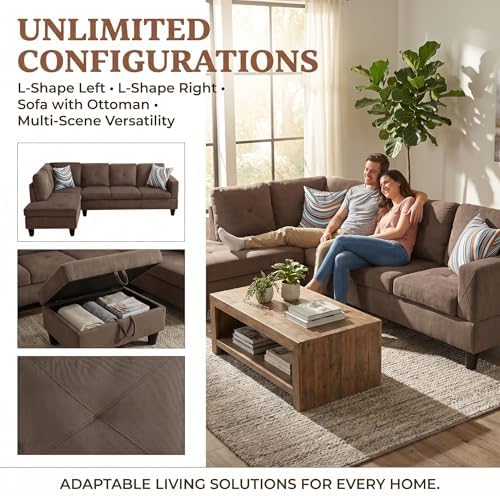 3-Piece L-Shaped Modular Leather Sofa – Convertible Sectional Couch - Image 3