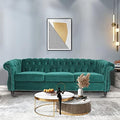 LEVNARY Three-Seat Velvet Sofa, Large Sofa Classic Tufted Chesterfield Settee by LEVNARY
