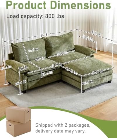Karl home 88" 2-Seat L-Shaped Sectional Couch - Image 2