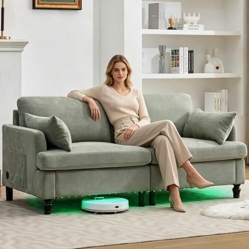 70" Loveseat Sofa Couch, 2 Seat Chenille Couch by Opiesit