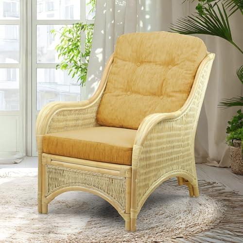 Jam Lounge Living Accent Armchair Natural Color, Natural Rattan Wicker Handmade by Wickerix