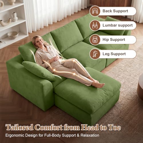 108" Cloud Sectional Couches for Living Room, Oversized Boneless Modular L - Image 5